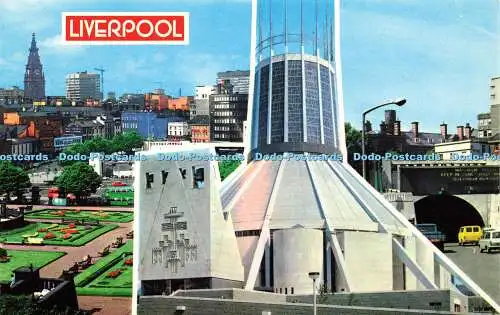 R582035 Liverpool St John Gardens R C Kathedrale Mersey Tunnel Eingang Foto Pre