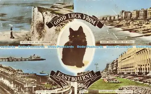 R584342 Good Luck from Eastbourne Beachy Head and Lighthouse Grand Parade from t