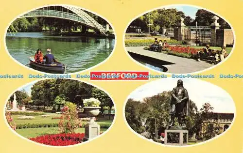 R580013 Bedford River Ouse Schloss nahe Gärten Bunyan Statue E T W Dennis Foto