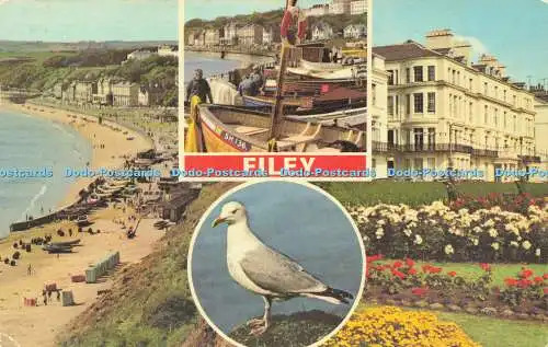 R580055 Filey Coble Landing The Beach The Crescent E T W Dennis Photocolour Mult