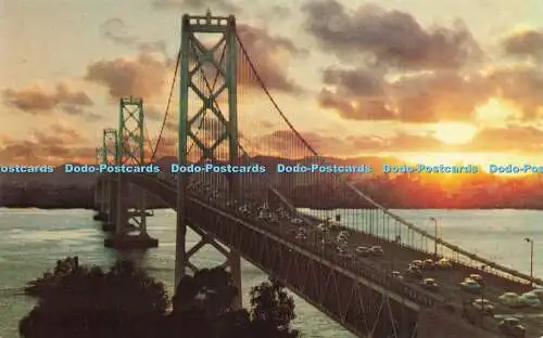 R580128 San Francisco Oakland Bay Bridge at Sunset Smith News H S Crocker Mirro