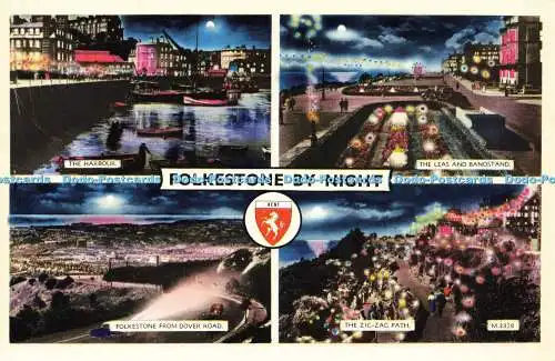 R580138 Folkestone bei Nacht Der Zick-Zack-Pfad Folkestone von Dover Road Elgate P