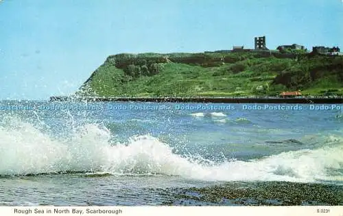 R580145 Scarborough Rough Sea in North Bay E T W Dennis Photocolour 1971