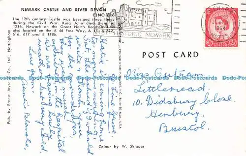 R582309 Newark Castle and River Devon Ernest Joyce Plastichrome W Skipper 1964