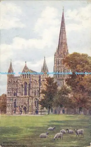 R586300 Salisbury Cathedral West Front J Salmon A R Quinton 1929