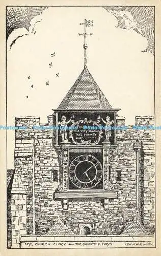 R586431 Rye Church Clock and the Quarter Boys Adams Art Series Leslie W Rowsell