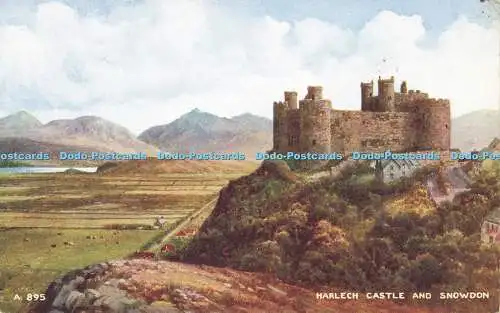 R586541 Harlech Castle and Snowdon Valentine Art Farbe Brian Gerald