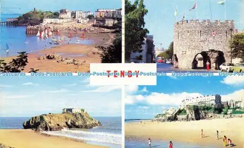 R586818 Tenby The Harbour The Five Arches The South Beach Torbogen Werbung Mult