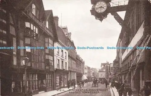 R586828 Winchester High Street and Old Town Clock Photochrom Sepiatone Series 19