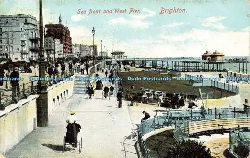 R587370 Sea front and West Pier Brighton W C B 1906