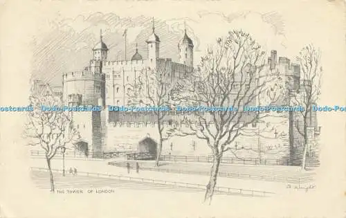 R588415 Tower of London Wright W Barton Pencil Sketch 1947