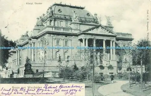 R588557 Gruss aus Wiesbaden König Theater Carl v d Boogaart 1902