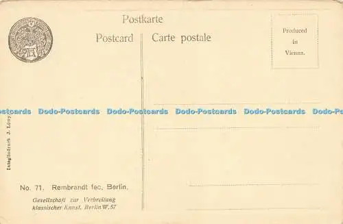 R590476 Rembrandt fec Berlin J Lowy No 71 Gesellschaft zur Verbreitung klassiche