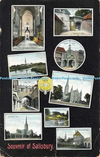 R590491 Souvenir of Salisbury Cathedral West Front Close Gate Alderbury Ferry E