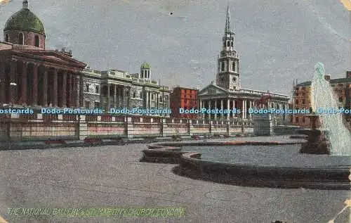 R592357 National Gallery and St Martins Church London 1910