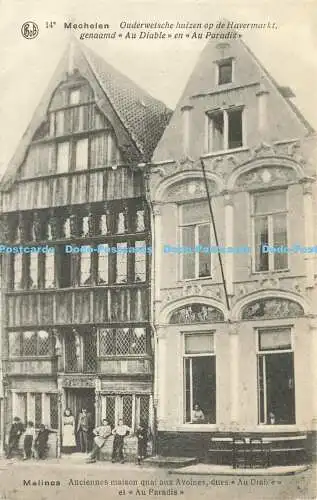 R590535 Malines Anciennes Maison Quai aux Avoines dites Au Diable et Au Paradis