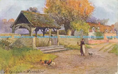 R592405 A Lychgate in Hampshire Ellanbee Oilosimile Series No 144 G Hughes Lande