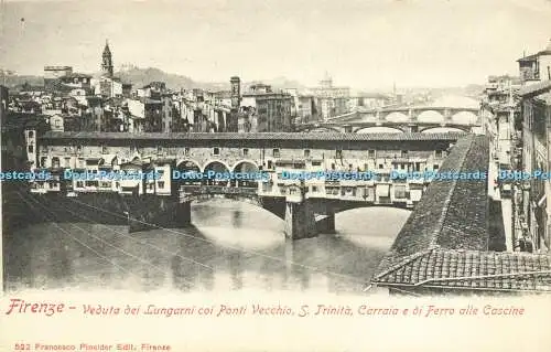 R592420 Firenze Veduta dei Lungarni coi Ponti Vecchio S Trinita Carraia e di Fer