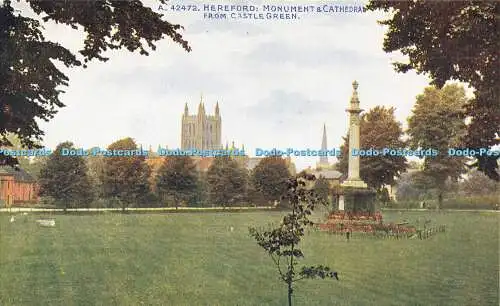 R594632 Hereford Monument and Cathedral from Castle Green Photochrom Celesque Se