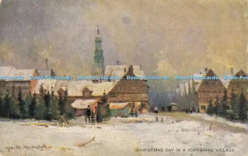 R588741 Weihnachtstag in einem Dorf in Yorkshire H M Leinwand Postkarte Old England Ser