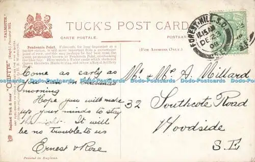 R594642 Falmouth Pendennis Point Tuck Oilette Postkarte 7072 H B Wimbush 1908