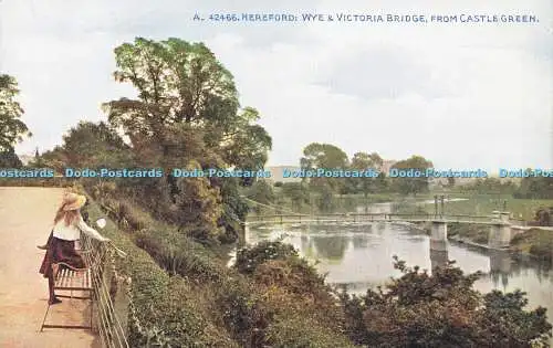 R594658 Hereford Wye and Victoria Bridge from Castle Green Photochrom Celesque S