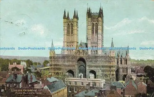 R592494 Lincoln Cathedral from Castle Tower Kunst Postkarten Christliche Romane