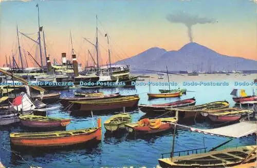 R594683 Napoli Veduta del Porto col Vesuvio C Cotini