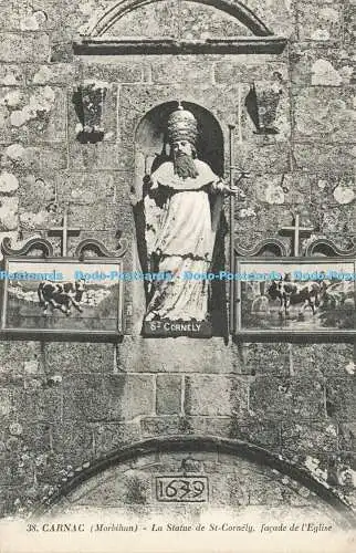 R590707 Carnac Morbihan La Statue de St Cornely Facade de l Eglise J Nozais