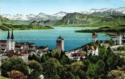 R594756 Luzern Hofkirche Museggturme und die Alpen Fotoglob Wehrli A G