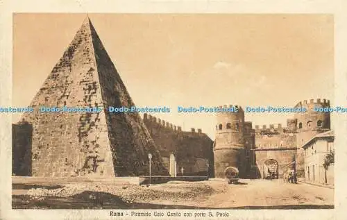 R594795 Roma Piramide Caio Cestio con Porta S Paolo E V R