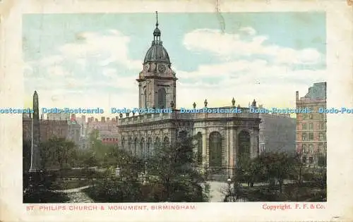 R594843 Birmingham St Philips Church and Monument F F and Co 1905