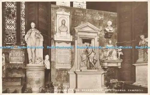 R592690 Monuments to Shakespeare and Thomas Campbell Westminster Abbey Series 4