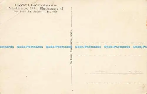 R588973 Hotel Germania Mainz a Rh Rheinstraße 43 Bes Franz Jos Endres Mainz a R