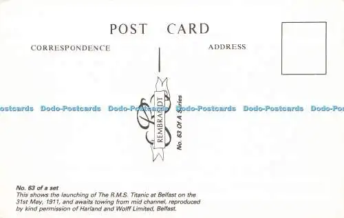 R592711 Nr 63 eines Satzstarts der R M S Titanic in Belfast am 31. Mai 1911 Ha