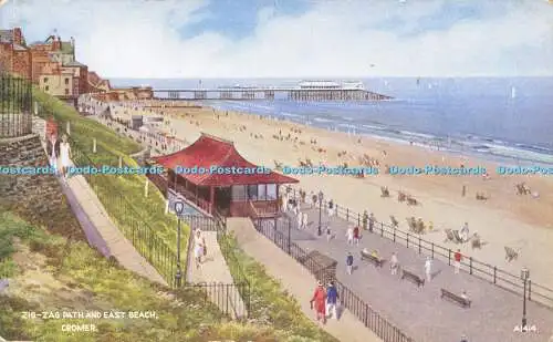 R592717 Zick Zack Path and East Beach Cromer A1414 Kunstfarbe E W Trick Valentines