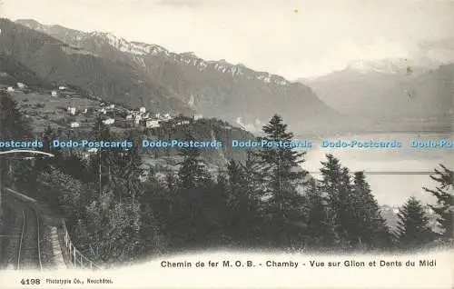 R594899 Chemin de fer M O B Chamby Vue sur Glion et Dents du Midi Phototypie Co