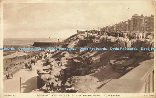 R596949 Rockery and Cliffs North Promenade Blackpool Tuck 1947