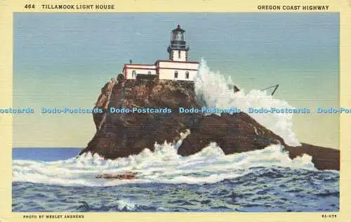 R590918 Oregon Coast Highway Tillamook Light House C T Art Colortone Wesley Andr