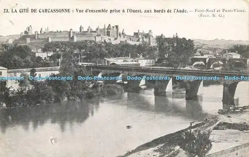 R594966 La Cite de Carcassonne Vue d Ensemble Prise a l Ouest aux Bords de l Aud