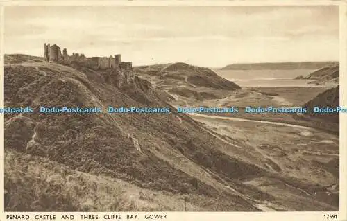 R590965 Gower Penard Castle and Three Cliffs Bay J Salmon 1951