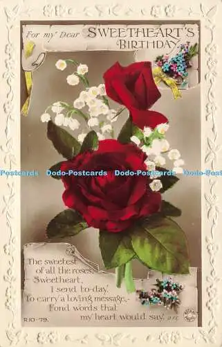 R591009 For my Dear Sweetheart Birthday Sweetest of all roses R 10 79 Rotary Pho