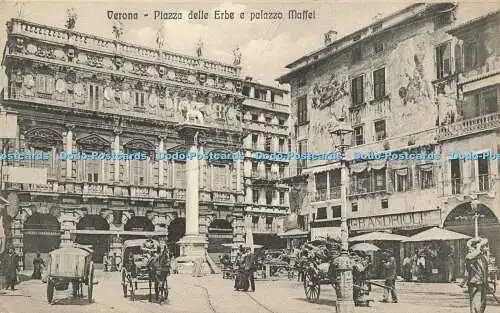 R589259 Verona Piazza delle Erbe e palazzo Maffei 1132 Fototipia Alterocca Terni