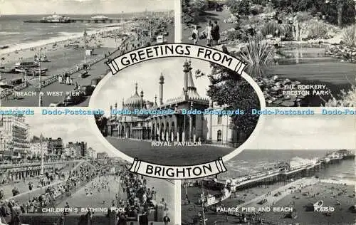 R589319 Greetings from Brighton K 675 D Silveresque Valentines 1959 Multi View