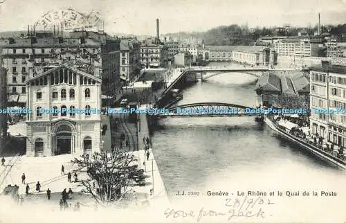 R597251 J J 2302 Geneve Le Rhone et le Quai de la Poste Jullien freres