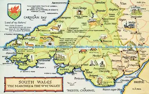 R595285 South Wales The Marches and The Wye Valley Map J Salmon Cameracolour M F