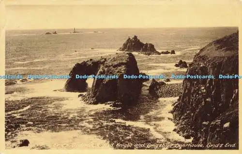 R589445 Enys Dodman Armed Knight and Longships Lighthouse Lands End 1955