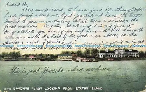 R595426 Bayonne Fähre Blick von Staten Island Souvenir Postkarte 1907