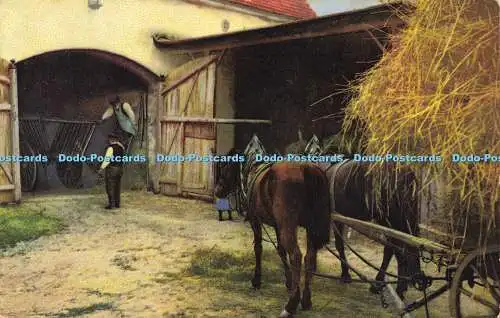 R593389 Landarbeiter mit Pferden Nenke und Ostermaier Photochromie Serie 107 Nr