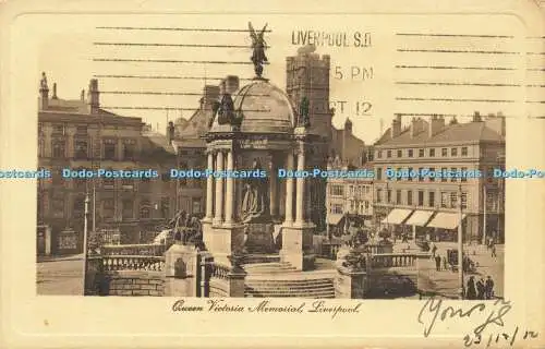 R593450 Liverpool Queen Victoria Memorial Tuck Sepia Platte markiert Postkarte Nr. 24